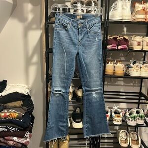Mother ankle fray cropped jeans